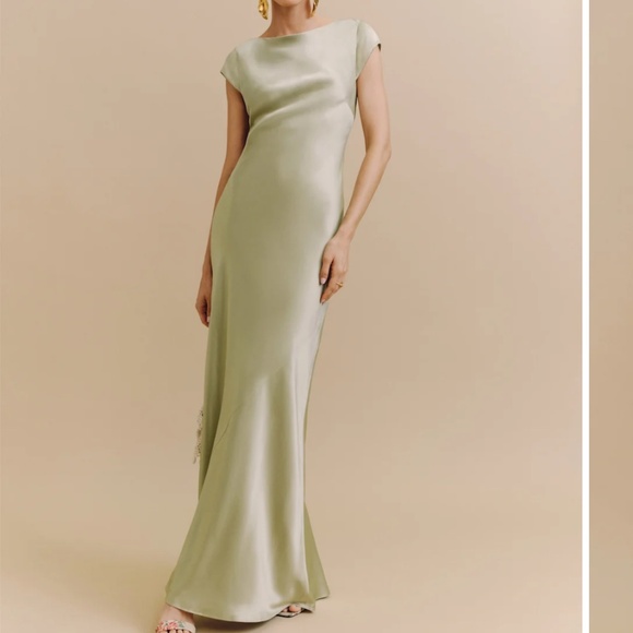 NEW Reformation Niamh Silk Dress Green - Size 12 NWT - Picture 2 of 7